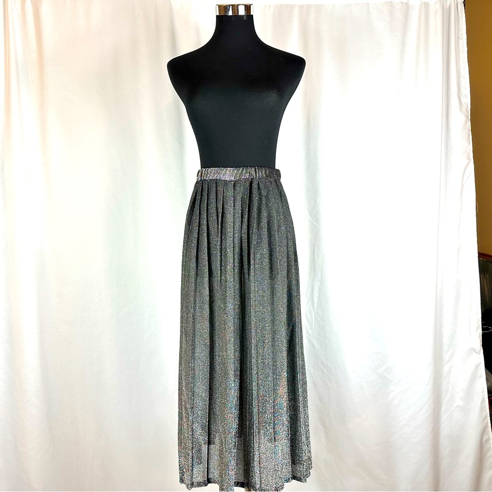 VINTAGE SPARKLY PLEATED MIDI SKIRT